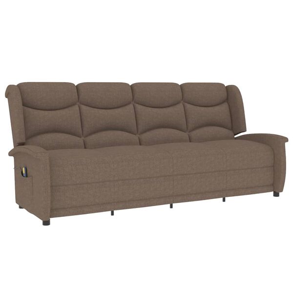 vidaXL Fauteuil de massage inclinable à 4 places taupe tissu