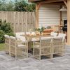 vidaXL Ensemble &agrave; manger de jardin et coussins 9 pcs beige Poly rotin
