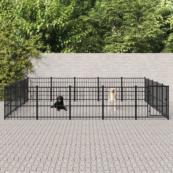 vidaXL Chenil d'ext&eacute;rieur pour chiens Acier 23,52 m&sup2;