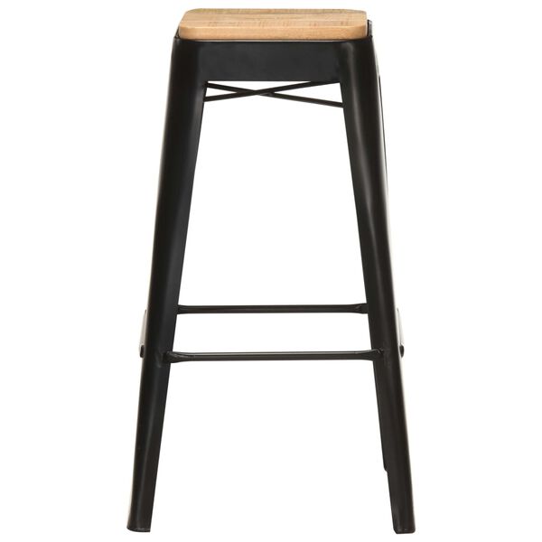 vidaXL Tabourets de bar lot de 4 noir bois de manguier massif
