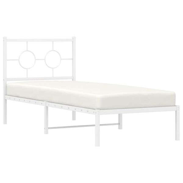vidaXL Cadre de lit m&eacute;tal sans matelas avec t&ecirc;te de lit blanc 80x200cm