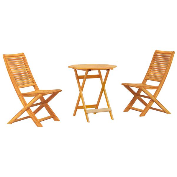 vidaXL Ensemble bistro pliant 3 pcs Marron Bois d'acacia massif