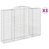 vidaXL Paniers à gabions arqués 3 pcs 300x50x200/220 cm fer galvanisé