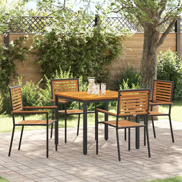 vidaXL Ensemble de salle &agrave; manger pour jardin 5 pcs Noir et Marron