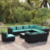 vidaXL Salon de jardin 10 pcs avec coussins R&eacute;sine tress&eacute;e Noir