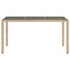 vidaXL Table de jardin 150x90x75 cm Verre trempé/résine tressée Beige