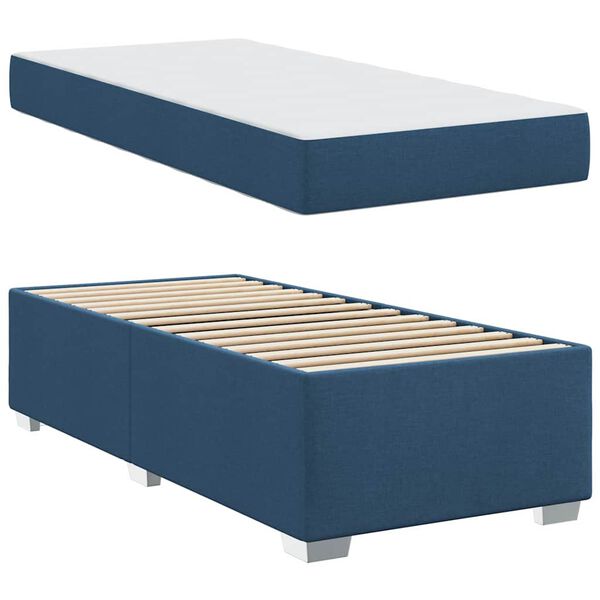 vidaXL Cadre de lit avec matelas Bleu 100 x 200 cm tissu