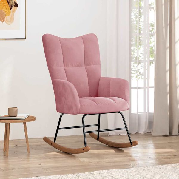 vidaXL Chaise &agrave; bascule Rose Velours