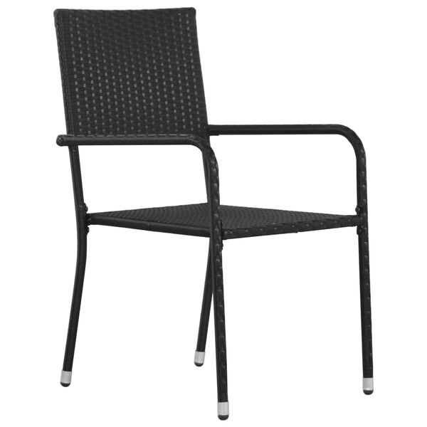 vidaXL Chaise à dîner de jardin empilable lot de 6 noir résine tressée