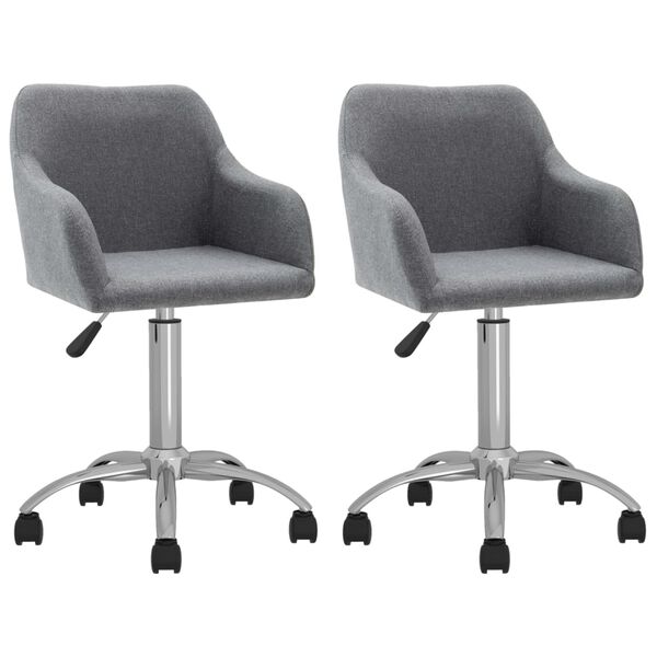 vidaXL Chaises pivotantes &agrave; manger lot de 2 Gris clair Tissu