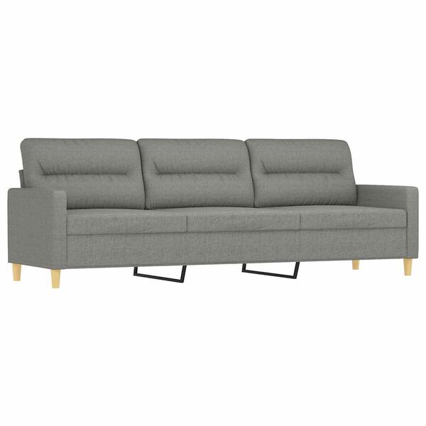 vidaXL Canap&eacute; 3 places et oreillers et coussins Gris fonc&eacute; 210cm Tissu