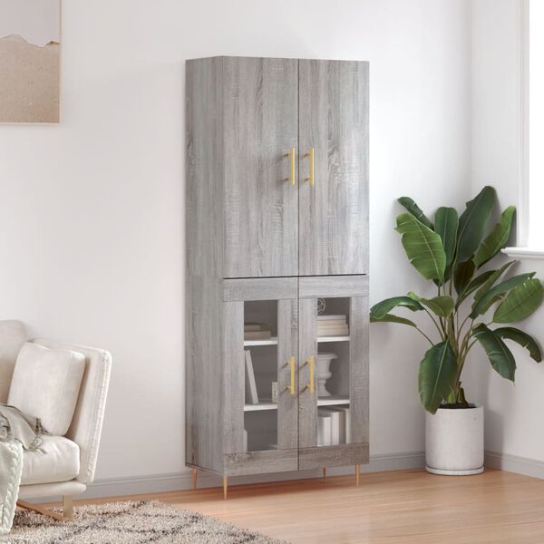vidaXL Buffet haut Sonoma gris 69,5x34x180 cm Bois d'ing&eacute;nierie