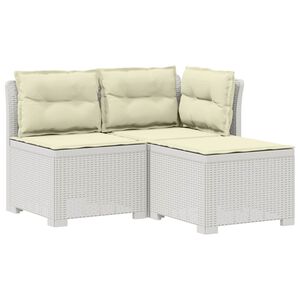 vidaXL Canap&eacute; de jardin 3 places avec coussins look rattan PP Blanc