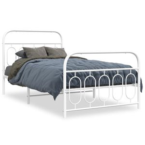 vidaXL Cadre de lit métal sans matelas et pied de lit blanc 100x190 cm