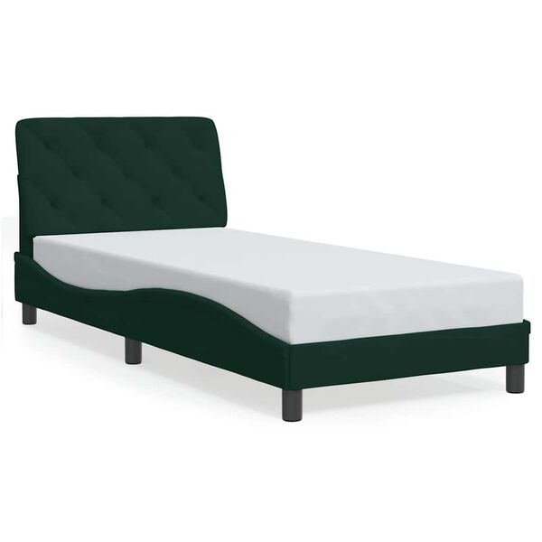 vidaXL Cadre de lit sans matelas vert fonc&eacute; 90x190 cm velours