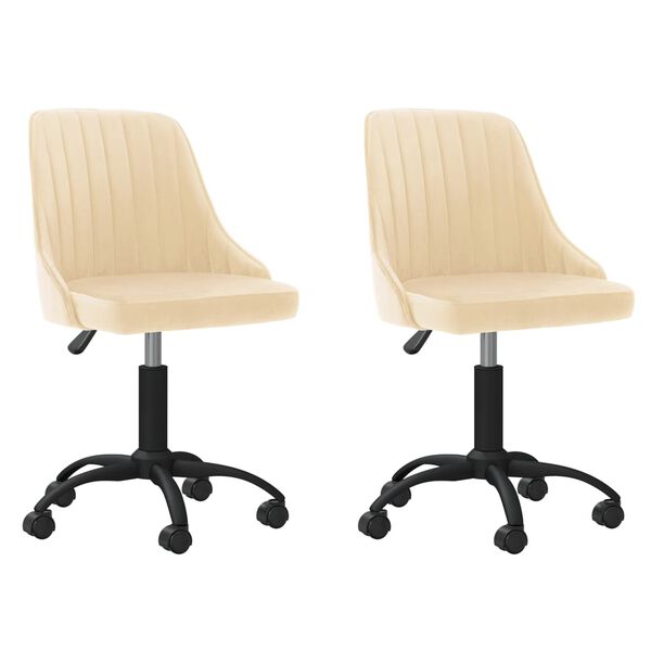 vidaXL Chaises pivotantes &agrave; manger lot de 2 cr&egrave;me velours