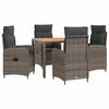 vidaXL Ensemble de repas ext&eacute;rieur 5 pc Gris clair et gris fonc&eacute;