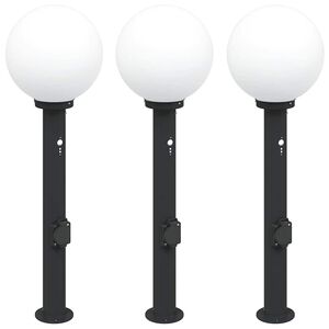 vidaXL Bornes lumineuses avec capteur et prise lot de 3 80 cm noir IP44