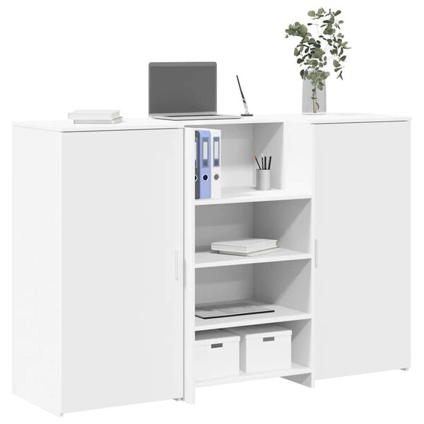 vidaXL Bureau de réception blanc 155x50x103,5 cm bois d'ingénierie