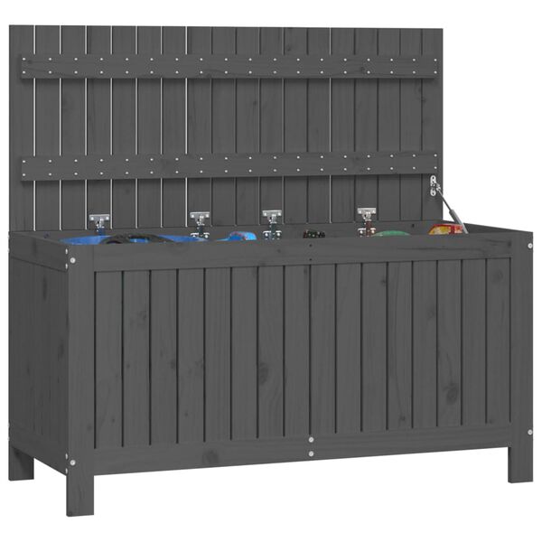 vidaXL Boîte de rangement de jardin Gris 115x49x60 cm Bois de pin