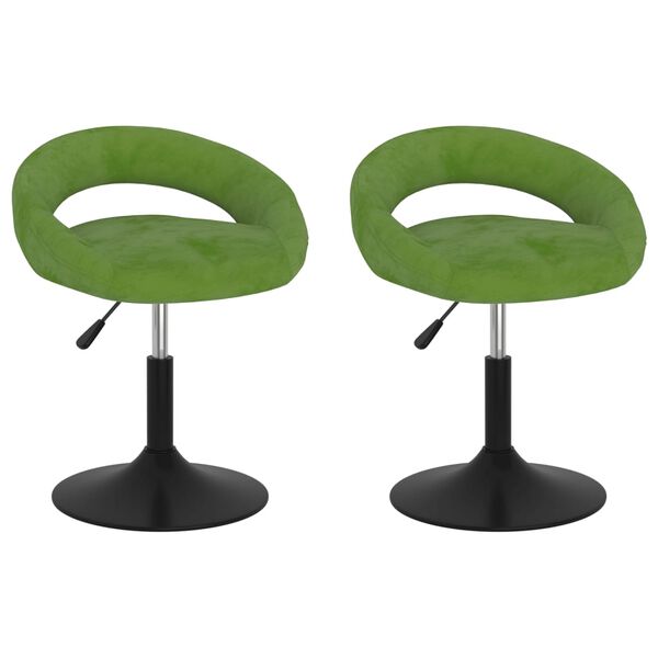 vidaXL Chaises pivotantes &agrave; manger lot de 2 Vert clair Velours