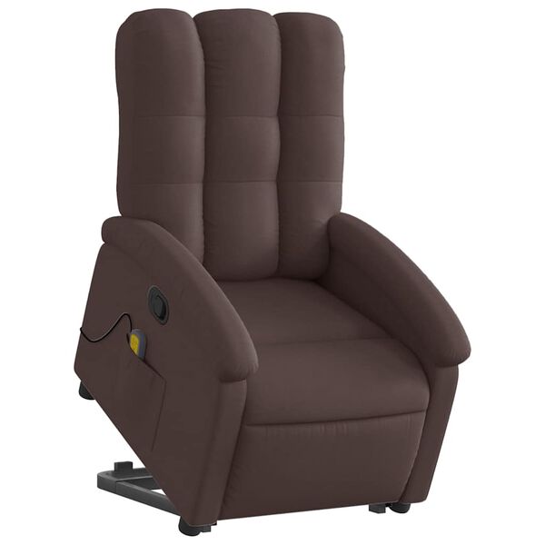 vidaXL Fauteuil inclinable de massage Marron fonc&eacute; Tissu