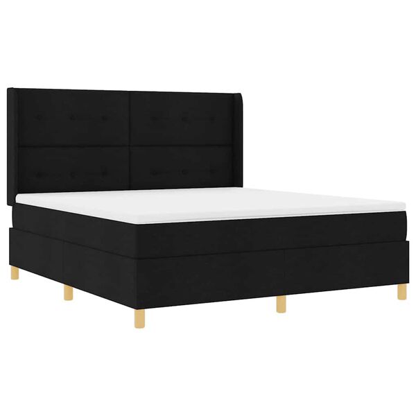 vidaXL Lit &agrave; ressorts avec matelas Noir 180 x 200 cm tissu