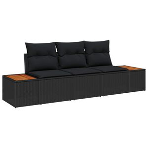 vidaXL Ensemble de canap&eacute; de jardin 3 pcs Noir Poly rotin