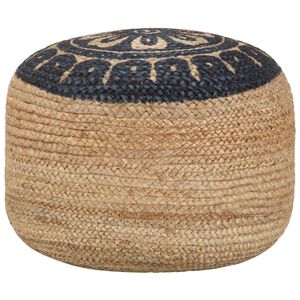 vidaXL Pouf fait à la main Bleu 45 x 30 cm Jute