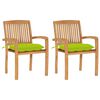 vidaXL Chaises de jardin lot de 2 avec coussins vert vif Teck massif