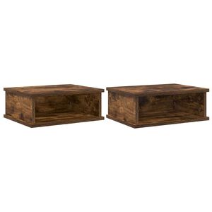vidaXL Table de chevet 2 pc Ch&ecirc;ne fum&eacute; 40 x 31 x 15 cm