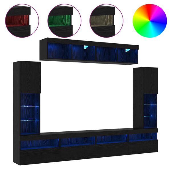 vidaXL Ensemble meuble TV 6 pcs Ch&ecirc;ne noir Bois d'ing&eacute;nierie