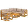 vidaXL Salon de jardin 7 pcs avec coussins taupe bois massif