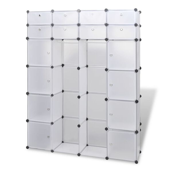 vidaXL Cabinet modulable avec 18 compartiments blanc 37x146x180,5 cm