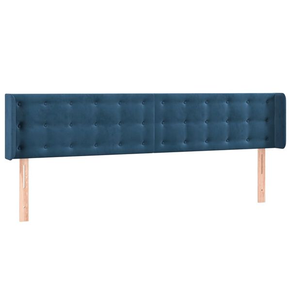 vidaXL Tête de lit avec oreilles Bleu foncé 203x16x78/88 cm Velours