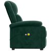 vidaXL Fauteuil de massage Vert fonc&eacute; Velours