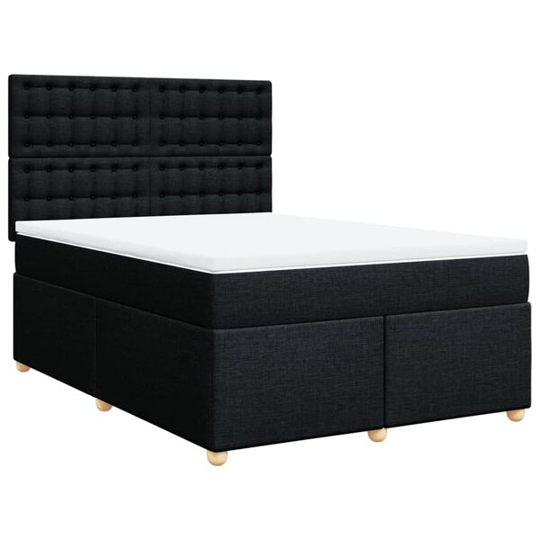 vidaXL Sommier &agrave; lattes de lit avec matelas Noir 140x190 cm Tissu