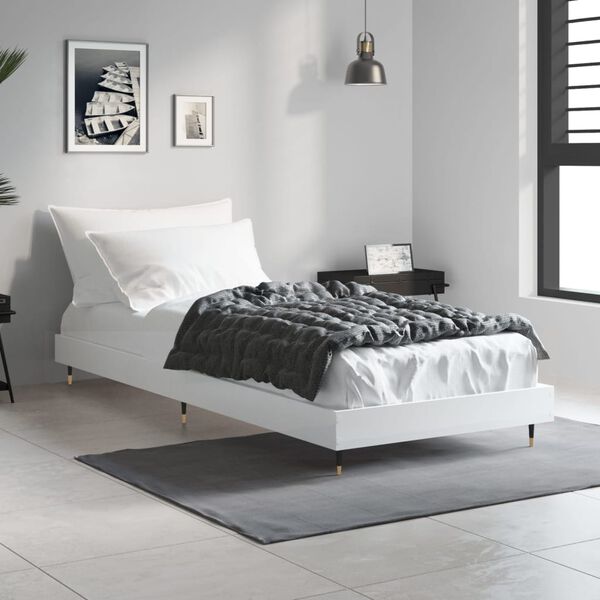 vidaXL Cadre de lit sans matelas blanc 75x190 cm bois d'ingénierie