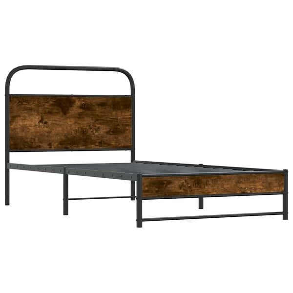 vidaXL Cadre de lit sans matelas 107x203 cm chêne fumé bois ingénierie