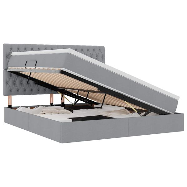 vidaXL Lit avec rangement et matelas Gris clair 160 x 200 cm Polyester