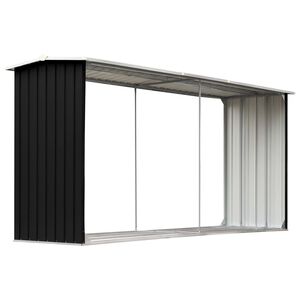 vidaXL Abri de stockage à bois Acier galvanisé 330x92x153cm Anthracite