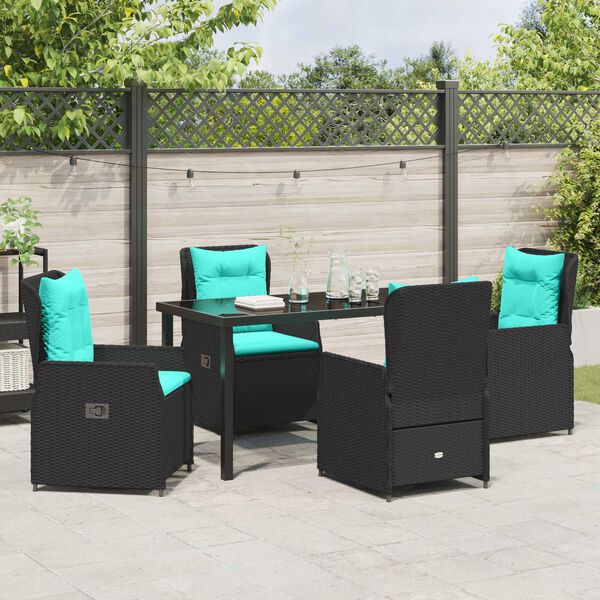 vidaXL Ensemble de salle &agrave; manger pour jardin 5 pcs Noir Poly rotin