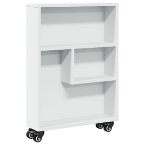 vidaXL Chariot de rangement &eacute;troit blanc 48x13x68 cm bois d'ing&eacute;nierie