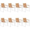 vidaXL Chaises de jardin lot de 8 avec coussins Bois de teck massif