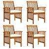 vidaXL Ensemble de 4 chaises de jardin avec coussins bois d'acacia