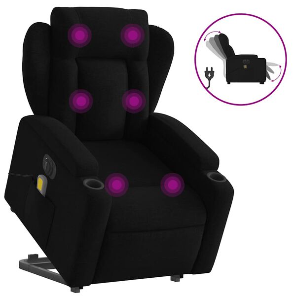 vidaXL Fauteuil inclinable de massage &eacute;lectrique Noir Tissu