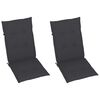 vidaXL Chaises de jardin lot de 2 et coussins anthracite Bois de teck