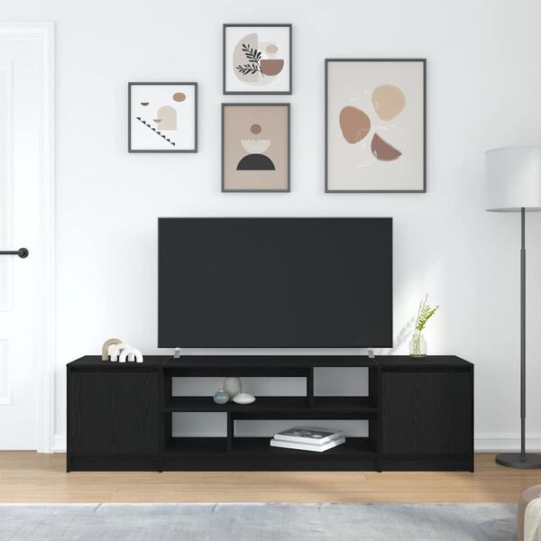 vidaXL Meuble TV ch&ecirc;ne noir 188,5x41x50 cm bois d'ing&eacute;nierie