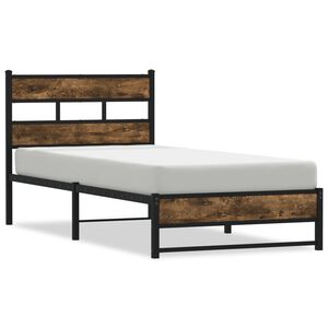 vidaXL Cadre de lit en m&eacute;tal sans matelas ch&ecirc;ne fum&eacute; 100x190 cm