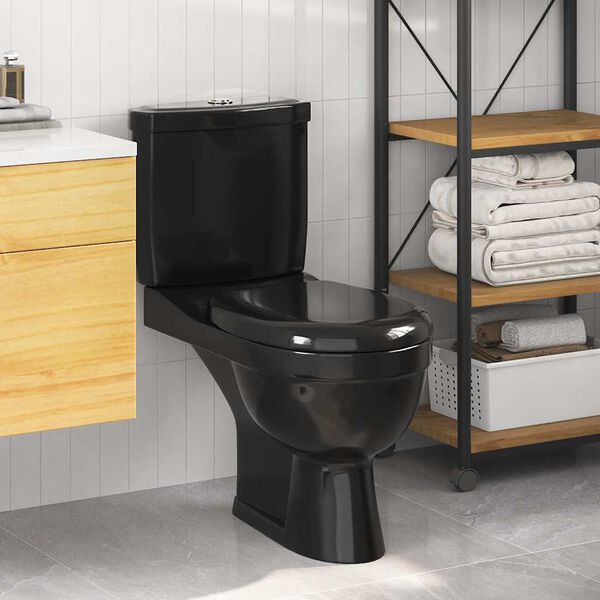 vidaXL Toilette avec r&eacute;servoir Noir